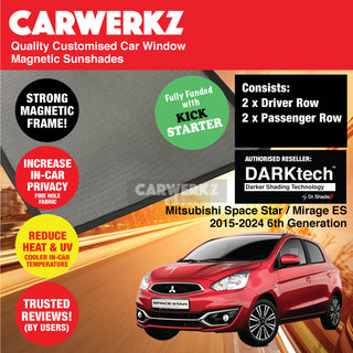 Dr Shadez DARKtech Mitsubishi Space Star Mirage ES 2015-2024 6th Generation Japan Hatchback Customised Magnetic Sunshades