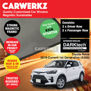 Dr Shadez DARKtech Toyota Raize 2019-Current 1st Generation (A200) Japan SUV Customised Car Window Magnetic Sunshades