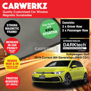 Dr Shadez DARKtech Volkswagen Golf 2019-Current 8th Generation (MK8) Germany Hatchback Customised Car Window Magnetic Sunshades