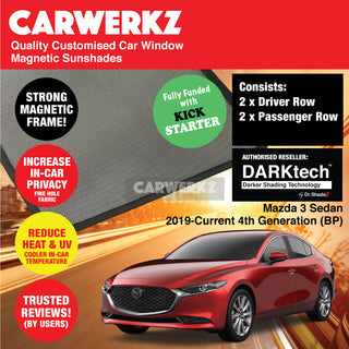 Dr Shadez DARKtech Mazda 3 Sedan 2019-Current 4th Generation (BP) Japan Sedan Customised Window Magnetic Sunshades