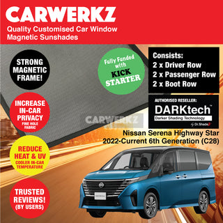 Dr Shadez DARKtech Nissan Serena 2022-Current 6th Generation (C28) Customised Japan MPV Window Magnetic Sunshades