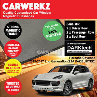 Dr Shadez DARKtech Porsche Cayenne 2015-2017 2nd Generation (92A FACELIFTED) Germany SUV Customised Window Magnetic Sunshades