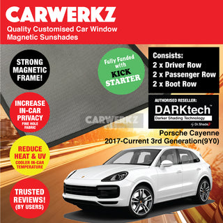 Dr Shadez DARKtech Porsche Cayenne 2017-Current 3rd Generation (9Y0) Germany SUV Customised Window Magnetic Sunshades