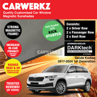 Dr Shadez DARKtech Skoda Kodiaq 2017-2024 1st Generation Czech Republic Mid Size Crossover Customised SUV Window Magnetic Sunshades