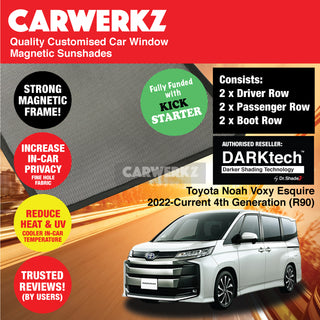 Dr Shadez DARKtech Toyota Noah Voxy Esquire Suzuki Landy 2022-Current 4th Generation (R90) Japan Hybrid MPV Customised Window Magnetic Sunshades