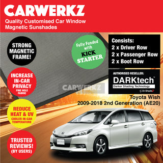 Dr Shadez DARKtech Toyota Wish 2009-2018 2nd Generation (AE20) Japan MPV Customised Car Window Magnetic Sunshades