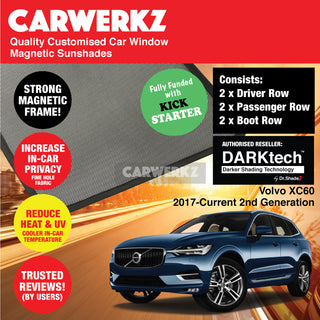 Dr Shadez DARKtech Volvo XC60 2017-Current 2nd Generation Sweden SUV Customised Car Window Magnetic Sunshades