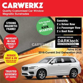 Dr Shadez DARKtech Volvo XC90 2016-Current 2nd Generation (AU) Sweden SUV Customised Car Window Magnetic Sunshades