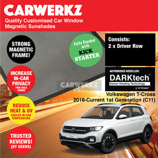 Dr Shadez DARKtech Volkswagen T-Cross 2018-Current 1st Generation (C11) Germany SUV Customised Car Window Magnetic Sunshades