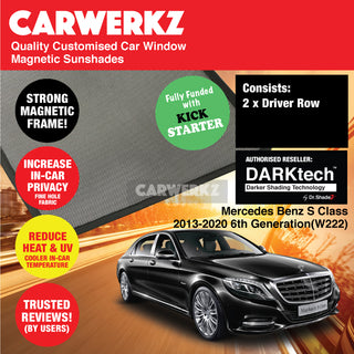 Dr Shadez DARKtech Mercedes Benz S Class 2013-2020 6th Generation (W222) Germany Sedan Customised Window Magnetic Sunshades