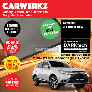 Dr Shadez DARKtech Mitsubishi Outlander 2013-2021 3rd Generation (GF/ GG/ ZJ/ ZK) Japan SUV Customised Window Magnetic Sunshades