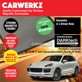 Dr Shadez DARKtech Porsche Cayenne 2015-2017 2nd Generation (92A FACELIFTED) Germany SUV Customised Window Magnetic Sunshades