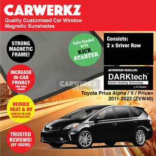 Dr Shadez DARKtech Toyota Prius Alpha Prius V Prius+ 2011-2022 3rd generation (ZVW40) Japan Hybrid MPV Customised Window Magnetic Sunshades