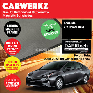 Dr Shadez DARKtech Toyota Prius Sedan 2015-2022 4th Generation (XW50) Japan Hybrid Sedan Customised Window Magnetic Sunshades