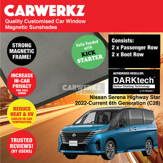 Dr Shadez DARKtech Nissan Serena 2022-Current 6th Generation (C28) Customised Japan MPV Window Magnetic Sunshades