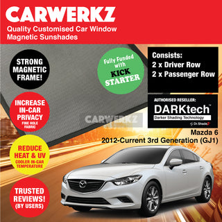 Dr Shadez DARKtech Mazda 6 Sedan 2012-Current 3rd Generation (GJ1) Japan Sedan Customised Window Magnetic Sunshades