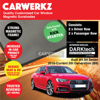 Dr Shadez DARKtech Audi A4 S4 Sedan 2016-Current 5th Generation (B9) Germany Car Customised Window Magnetic Sunshades