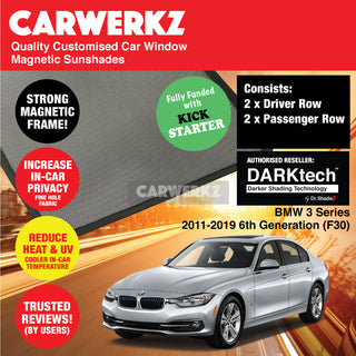 Dr Shadez DARKtech BMW 3 series 2011-2019 6th Generation (F30) Germany Sedan Customised Window Magnetic Sunshades