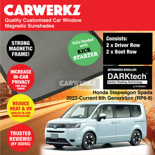 Dr Shadez DARKtech Honda Stepwagon Spada 2022-Current 6th Generation (RP6-8) Customised MPV Car Window Magnetic Sunshades