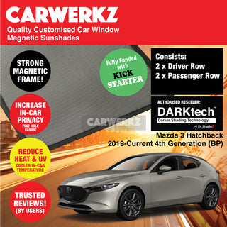 Dr Shadez DARKtech Mazda 3 Hatchback 2019-Current 4th Generation (BP) Japan Hatchback Customised Car Window Magnetic Sunshades