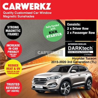 Dr Shadez DARKtech Hyundai Tucson 2015-2020 3rd Generation (TL)  Korea SUV Customised Window Magnetic Sunshades