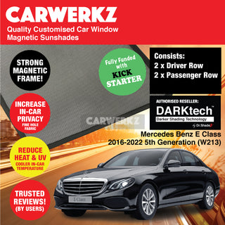 Dr Shadez DARKtech Mercedes Benz E Class 2016-2022 5th Generation (W213) Germany Sedan Customised Window Magnetic Sunshades