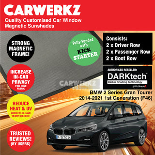 Dr Shadez DARKtech BMW 2 Series Gran Tourer 2014-2021 1st Generation (F46) Germany MPV Customised Window Magnetic Sunshades