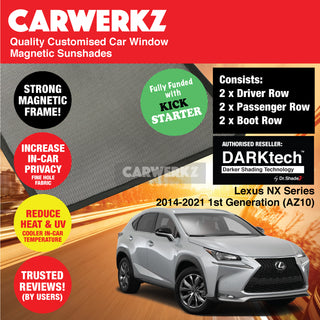 Dr Shadez DARKtech Lexus NX Series 2014-2021 1st Generation (AZ10) Japan SUV Customised Window Magnetic Sunshades