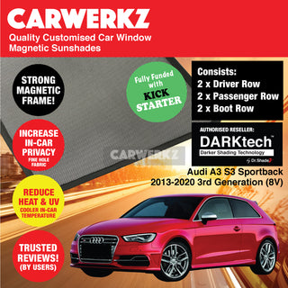 Dr Shadez DARKtech Audi A3 S3 Sportback 2013-2020 3rd Generation (8V) Germany Car Customised Magnetic Sunshades