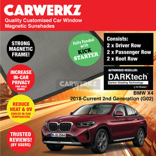 Dr Shadez DARKtech BMW X4 2018-Current 2nd Generation (G02) Germany SUV Customised Window Magnetic Sunshades