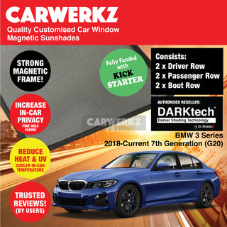 Dr Shadez DARKtech BMW 3 series 2018-Current 7th Generation (G20) Germany Sedan Customised Window Magnetic Sunshades