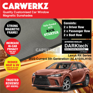 Dr Shadez DARKtech Lexus RX Series 2022-Current 5th Generation (ALA10/ALH10) Japan Luxury SUV Customised Magnetic Sunshades