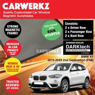 Dr Shadez DARKtech BMW X1 2015-2022 2nd Generation (F48) Germany SUV Customised Window Magnetic Sunshades