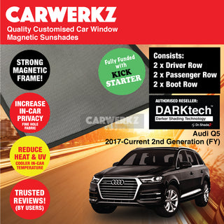 Dr Shadez DARKtech Audi Q5 2017-Current 2nd Generation (FY) Germany SUV Customised Window Magnetic Sunshades