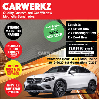 Dr Shadez DARKtech Mercedes Benz GLC Class Coupe 2016-2020 1st Generation (C253) Germany SUV Coupe Customised Window Magnetic Sunshades