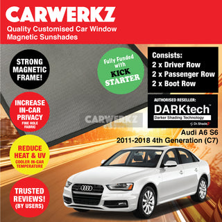 Dr Shadez DARKtech Audi A6 2011-2018 4th Generation (C7) Germany Car Customised Window Magnetic Sunshades