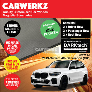 Dr Shadez DARKtech BMW X5 2019-Current 4th Generation (G05) Germany SUV Customised Window Magnetic Sunshades