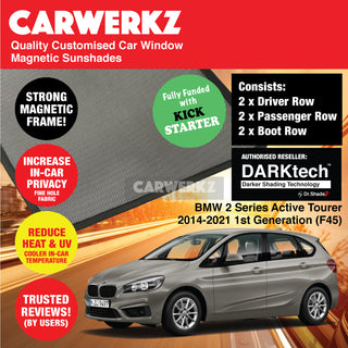 Dr Shadez DARKtech BMW 2 Series Active Tourer 2014-2021 1st Generation (F45) Germany Hatchback Customised Window Magnetic Sunshades