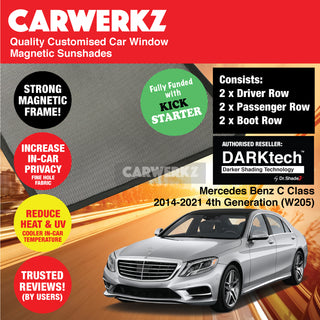 Dr Shadez DARKtech Mercedes Benz C Class 2014-2021 4th Generation (W205) Germany Compact Executive Customised Car Window Magnetic Sunshades