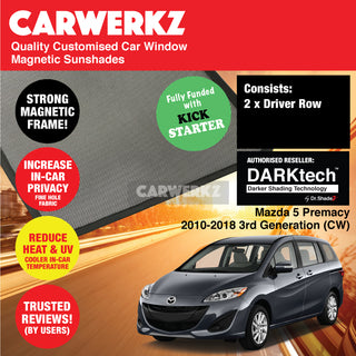 Dr Shadez DARKtech Mazda 5 Premacy 2010-2018 3rd Generation  Japan MPV Customised Window Magnetic Sunshades