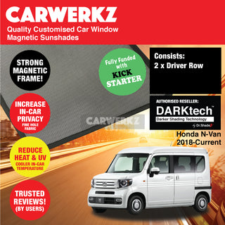 Dr Shadez DARKtech Honda N-Van 2018-Current Japan Commercial Van Customised Window Magnetic Sunshades