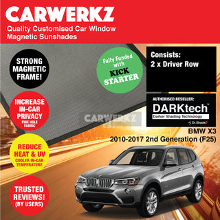 Dr Shadez DARKtech BMW X3 Series 2010-2017 2nd Generation (F25) Germany SUV Customised Window Magnetic Sunshades