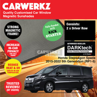 Dr Shadez DARKtech Honda Stepwagon Spada 2015-2022 5th Generation (RP1-5)  Japan MPV Customised Window Magnetic Sunshades