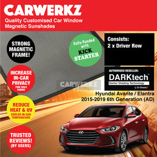 Dr Shadez DARKtech Hyundai Avante Elantra 2015-2019 6th Generation (AD) Korea Sedan Customised Window Magnetic Sunshades