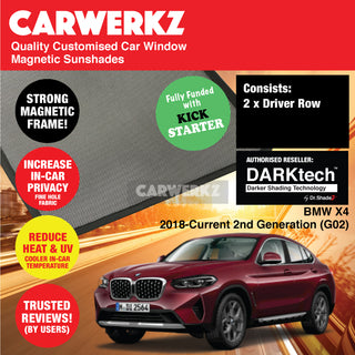 Dr Shadez DARKtech BMW X4 2018-Current 2nd Generation (G02) Germany SUV Customised Window Magnetic Sunshades