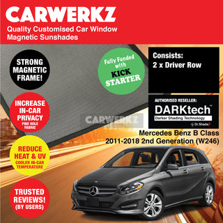 Dr Shadez DARKtech Mercedes Benz B Class 2011-2018 2nd Generation (W246) Germany Hatchback Customised Window Magnetic Sunshades