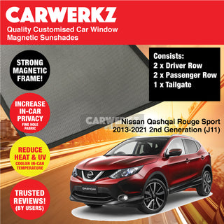 Customised Window Magnetic Sunshades for Nissan Qashqai Rouge Sport 2013-2021 2nd Generation (J11) Japan SUV