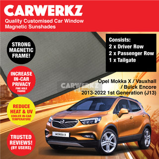 Customised Window Magnetic Sunshades for Opel Mokka X Vauxhall Buick Encore 2013-2022 1st Generation (J13) Germany SUV