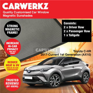 Customised Window Magnetic Sunshades for Toyota C-HR CHR 2017-Current 1st Generation (AX10) Japan Hybrid SUV