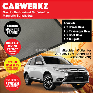 Customised Window Magnetic Sunshades for Mitsubishi Outlander 2013-2021 3rd Generation (GF/ GG/ ZJ/ ZK) Japan SUV